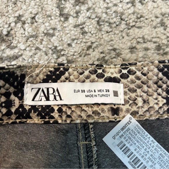 Zara Brown Snakeskin Print High Rise Skinny Pants Size 6 - Picture 6 of 9